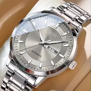 Luxury Business Mechanical Watches VANJVE Men's Multifunctional Elegant Watch with Original Swiss Movement, Dual Calendar Display, Case Diameter of 42 mm, Crystal Glass, Stainless Steel Strap, Luminous Design, and Water Resistance