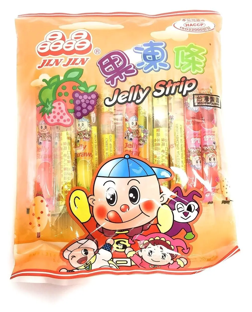 Jin Jin - Jelly Strip (Jelly Filled Straws in Assorted Flavors) - Net Wt. 14.1 Oz.