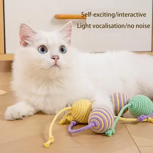 Colorful Natural Sisal Rope Ball Cat Toy – 4 Vibrant Dopamine Shades, Interactive Sand-Textured Throw Toy for Indoor Cats & Kittens