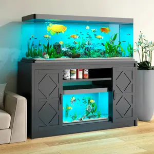 kepptory 55-75 Gallon Fish Tank Stand with Diamond Doors & Power Outlet, Heavy Duty Aquarium Stand with Cabinet Storage for Fish Tank, Turtle Tank, Reptile Terrarium