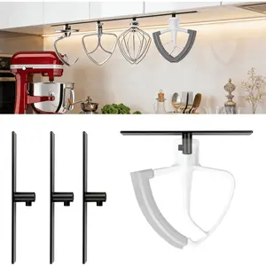 Mixer Attachment Holder for Kitchen Aid Accessories and Attachments - 4 Pack Storage Organizer Fits for  Dough Hook Paddle Whisk Attachment  Hanger (Plastic Black)