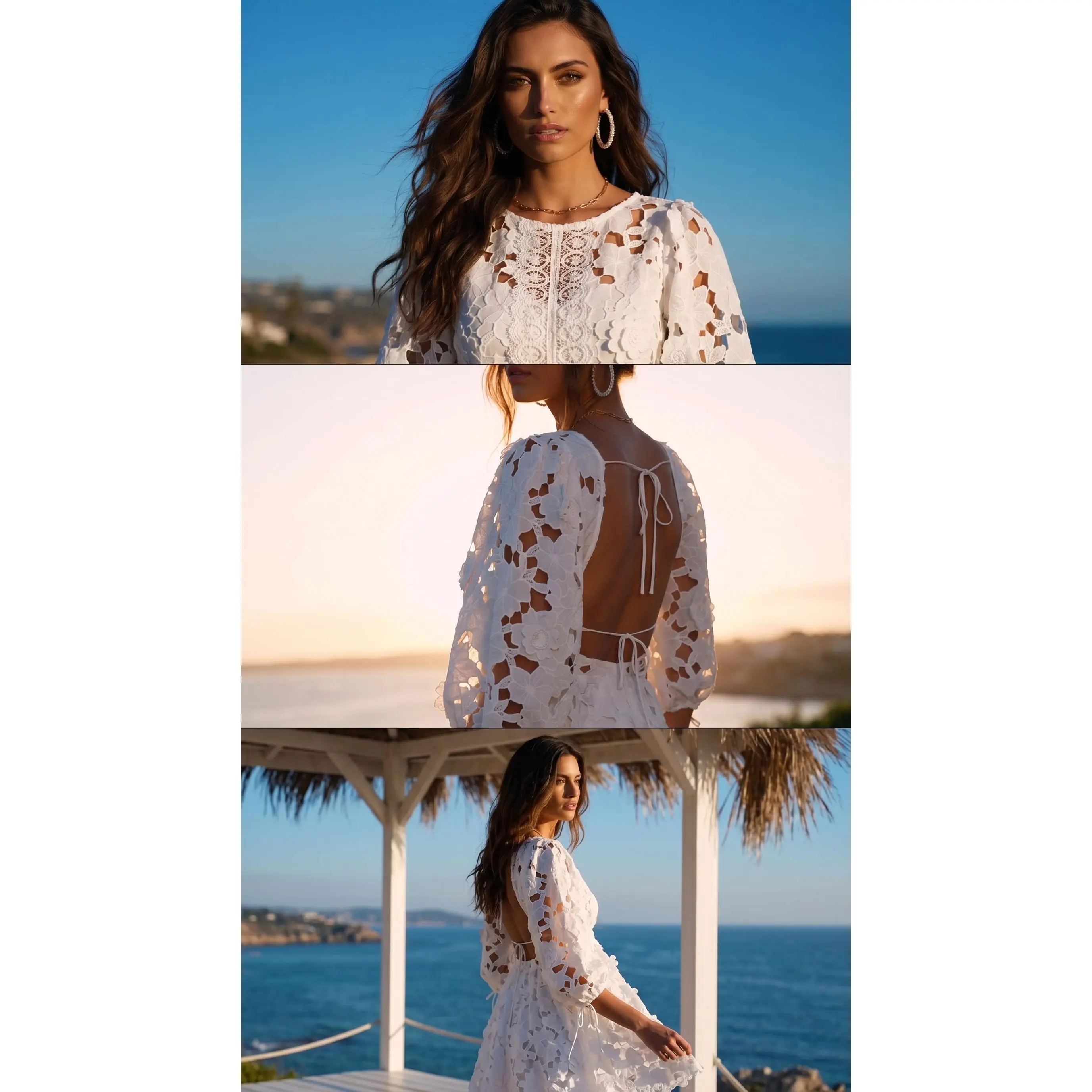 Women's Basic Paulette Floral Crochet Lace Mini Dress - Sexy Hollow-Out  Water-Soluble Lace, Half Sleeves, Backless Tie Straps, Floral Details,  Casual Women's Clothes, Basic Clothes - TikTok Shop