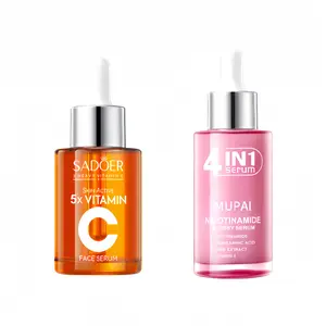 【BUY 1 GET 1 FREE】5X Vitamin C Face Serum 30ml & Korean 40ml 4-in-1 Super Essence Lotion Moisturizing FaceCream Moisturizing, Pore Care-Hydration & Nourishing Facial Essence Nicotinamide Glossy Serumfor all Skins Gift for Women  Dropper