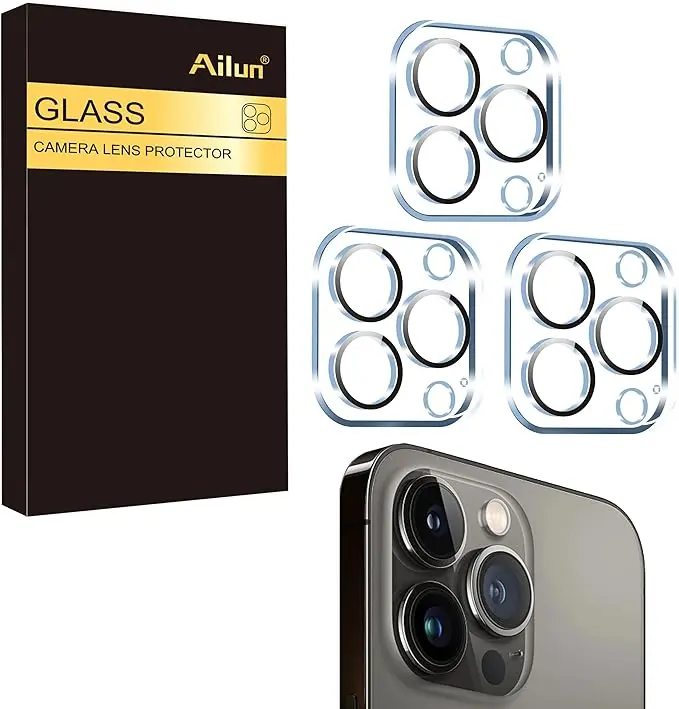 Ailun 3 Pack Camera Lens Protector for iPhone 15 Pro 6.1" ＆ iPhone 15 Pro Max 6.7",Tempered Glass,9H Hardness,Ultra HD,Anti-Scratch,Easy to Install,Case Friendly [Does not Affect Night Shots]
