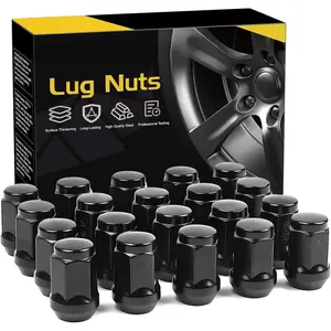 1/2-20 Lug Nuts, Replacement for 1987-2018 Jeep Wrangler JK, 2002-2012 Liberty, 1993-2010 Grand Cherokee Aftermarket Wheel, 20pcs Black Closed End Solid Lug Nuts