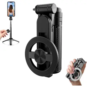 4-in-1 Multifunctional 360 °   Rotation Magnetic Selfie Stick  iPhone/Android - Portable Extendable Tripod with Detachable Remote, Universal Phone Mount & Metal Ring (Magnetic)