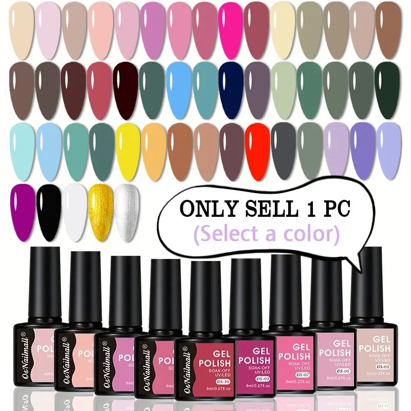 50 Colors 8 mL One-Label One-Color Gel Nail Polish, Nail Art, Manicure, Semi-Permanent Nail Varnish with Long-Lasting High-Shine Finish