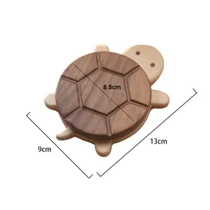Wooden Turtle Coasters 8.5cm x 9cm x 13cm Heat-Resistant Simple Heat Insulation Pads Cartoon Solid Wood Cute Magnetic Household Desktop Coasters