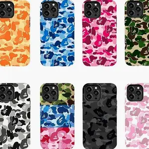 Bape Protective Camo Streetwear Phone Case Suitable for iPhone 17/16/15/14/13/12/11 Pro Max/Plus and Samsung Galaxy S23FE/22/23 Impact Resistant Hard Case with Impact Dispersion Technology & Flexible Rubber Liner Glossy Finish UV Protected 2-Piece Design