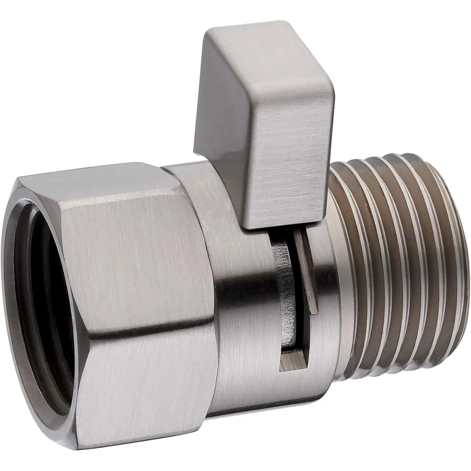 Brushed Nickel Brass Shower Water Flow Control Valve with Handle, Water-Saving Flow Regulator