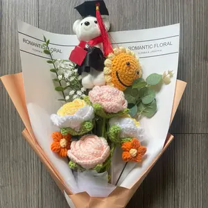 Graduation Crochet Flowers Bouquet Handmade