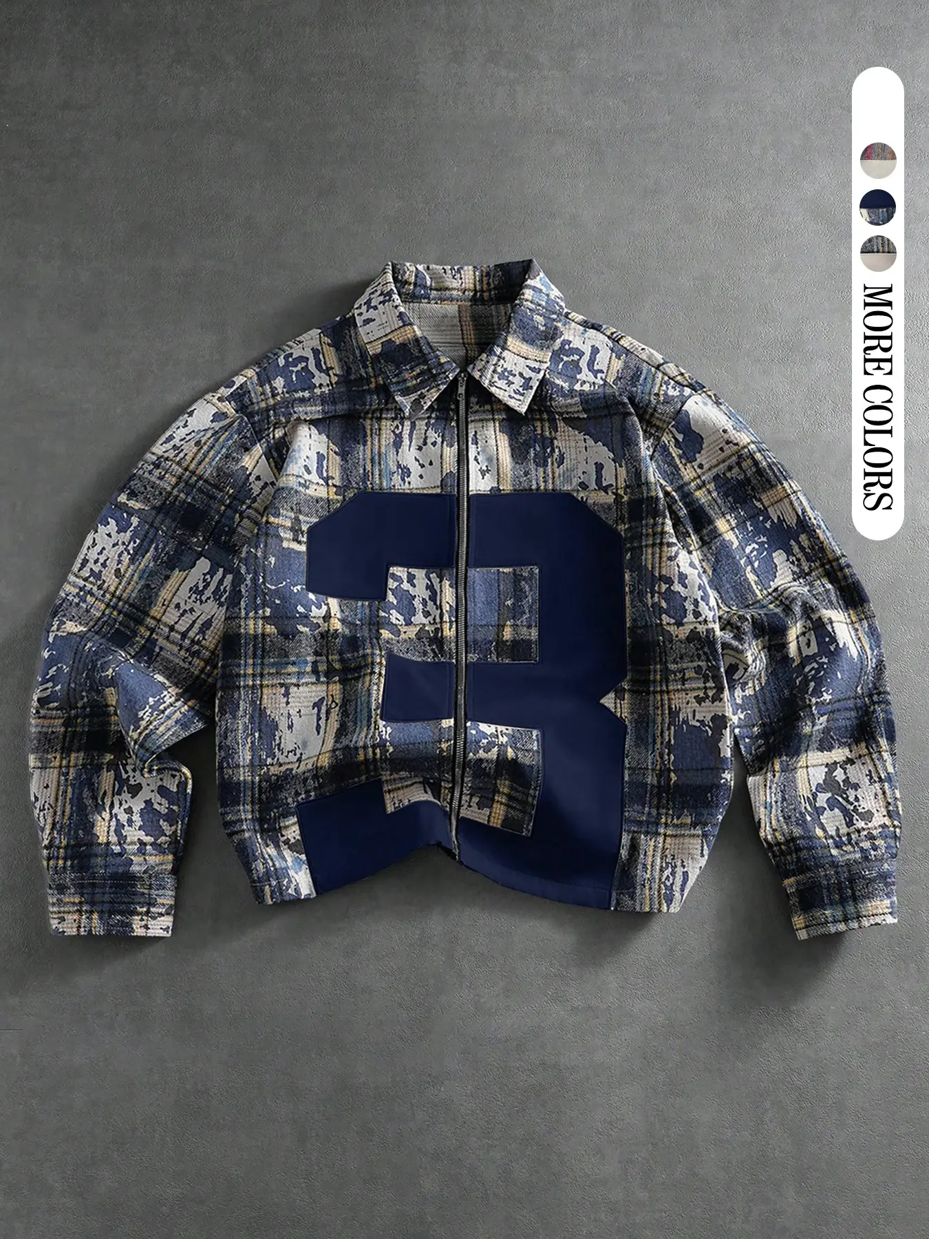 Men's Casual Colorblock Plaid Graphic Jacket, Long Sleeve Fall Winter Turn-Down Collar Zipper Lined, Simple Fashion Trendy Versatile Unique Fitted Style, Casual Fitted Jackets, Collared Zipper Jacket, Casual Fashionable Jacket