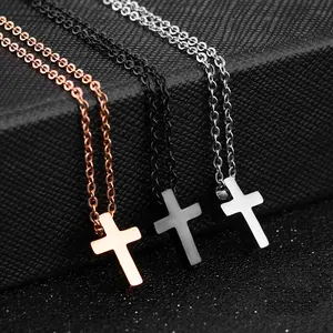 GTHIC Minimalist Cross Stainless Steel Necklace for Men Women Daily Wear Fashion Jewelry