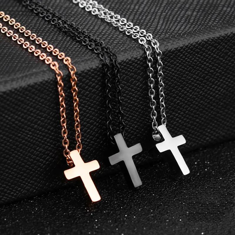 GTHIC Minimalist Cross Stainless Steel Necklace for Men Women Daily Wear Fashion Jewelry