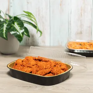 [50 sets] 72 oz Black and Gold Aluminum Pans with PET Dome Lids