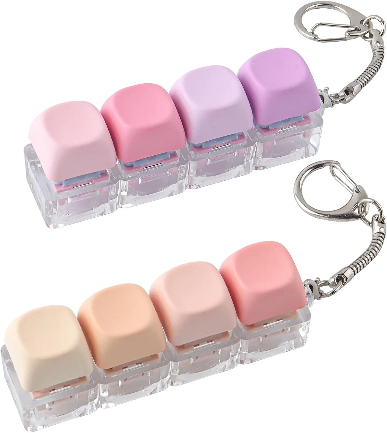 2 Pack Keyboard Fidget Toys – Creamy & Silent Stress Relief Fidget Clicker Keychain, MOA Keycaps, Focus & Anxiety Relief, Quiet Fidget Toys for Adults,for Office& ADHD Focus