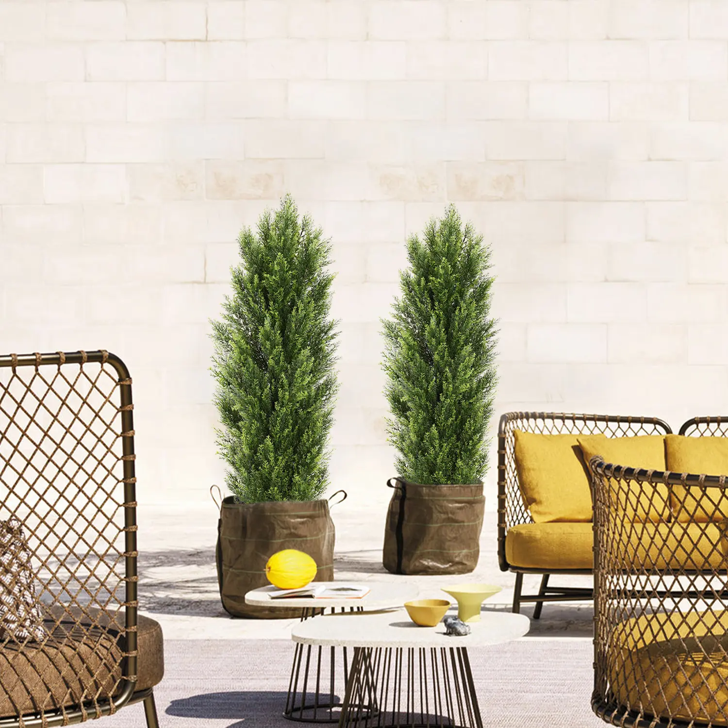 2PC 3FT or 4-FT or 5FT or 6FT UV Rated -Cedar Trees - artificial  Trees  Outdoor-Faux Plants Outdoor - Perfect for Enhancing Your Outdoor Space Decor Decorative Artificial Cedar Topiary Trees