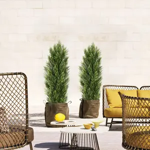 2PC 3FT or 4-FT or 5FT or 6FT UV Rated -Cedar Trees - artificial  Trees  Outdoor-Faux Plants Outdoor - Perfect for Enhancing Your Outdoor Space Decor Decorative Artificial Cedar Topiary Trees