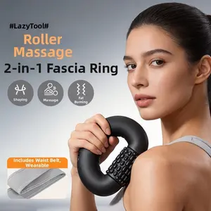 Portable electric muscle relaxation massage roller, with three speed adjustment modes, ergonomic fascia reliever, home-use fitness shoulder-neck-leg massage device, pain-relieving massage roller device
