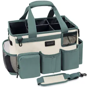 Green portable large capacity storage cleaning supplies handbag strap adjustable waterproof cleaning storage bag storage bag Household Organization
