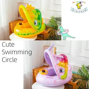Unicorn Star Shaded Inflatable Pool Float, Cute Cartoon Design, Interactive Steering Wheel, Thickened PVC, Fun Summer Water Play Toy
