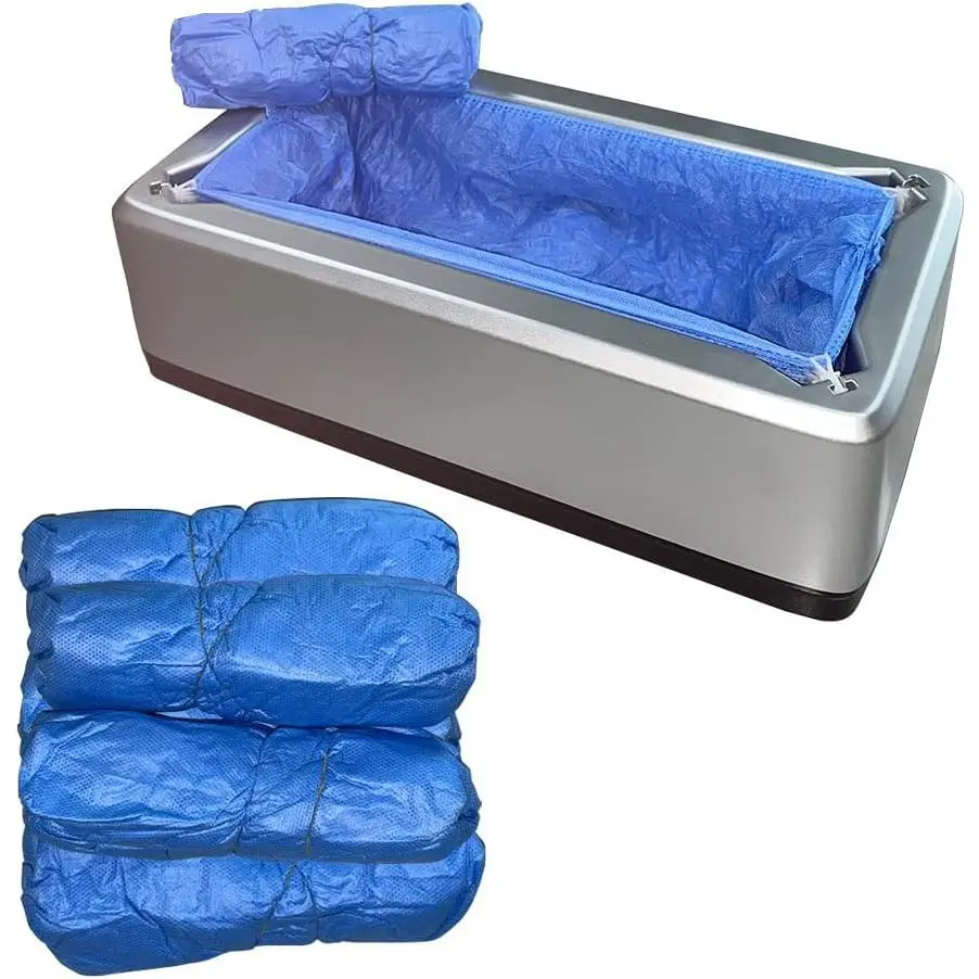 Automatic Shoe Cover Dispenser/Machine with shoe covers for Home,Indoors,Office,Supermarket,Factory(silver machine+50pcs non-woven fabric shoe covers)