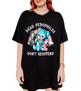 Dark Humor Teddy Bear Graphic T-Shirt Vintage Washed Oversized Unisex Streetwear Tee Edgy Statement Shirt