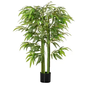 HOMCOM 4.5FT Artificial Bamboo Tree, Decorative Faux Plant in Nursery Pot for Indoor or Outdoor Decor