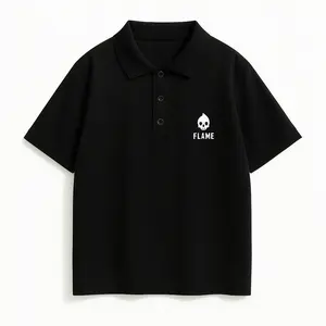 Men's Flame Skull Graphic Polo - Classic Collared, Ultra-Breathable Fabric, Bold "FLAME" Lettering, Edgy Streetwear Essential for Punk & Alternative Style - Casual