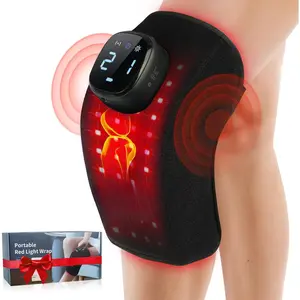3D Red Light Therapy Knee Wrap with Vibration Massage, FSA Eligible HSA Cordless 5000mAh Knee Massager, Near Infrared Light Brace for Knee, 660nm & 850nm