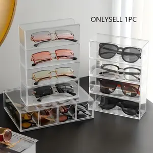 1pc Acrylic Clear Eyeglass Storage Container for Women Girls Glasses Holder