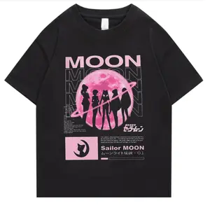Moon Anime Summer Trendy T-Shirt, Harajuku Cotton Clothes Tops, Gift for Fantasy and Film Fans, Unique Graphic Tee, Unisex Apparel, Gif for Her, Gif for Him, Trendy Movie Merchandise