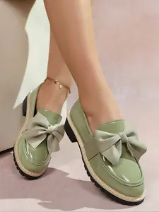 Women's Fashion Bow Design Loafers, Casual Comfortable Flat Shoes, Lightweight Breathable Women's & Girls' Shoes, All Seasons