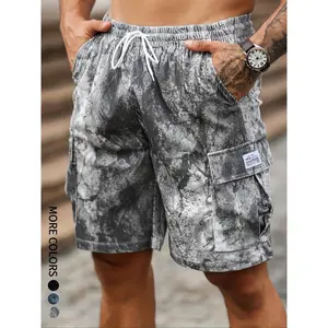 Men's Regular Fit Jungle Camouflage Drawstring Shorts with Multiple Pockets, Tropical Camo Print, Suitable for Outdoor, Golf, Beach Wear, Spring and Summer Menswear Bottoms