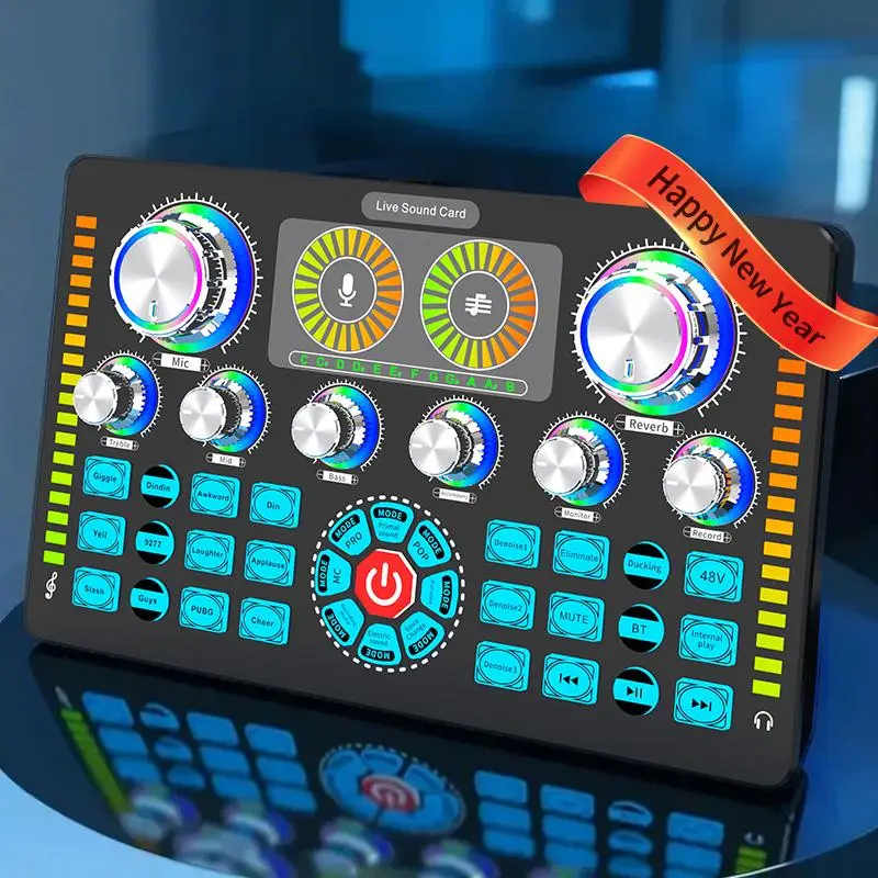 Audio Mixer, 1 Count Professional Audio Mixer, Multi-functional Audio Mixer for Live Streaming, Karaoke, DJ, Home Theater