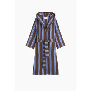 Organic Cotton Hooded Bathrobe | Chestnut Stripes