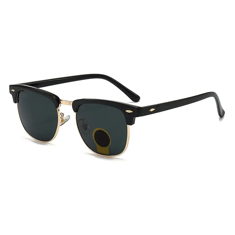Classic Browline Square Polarized Sunglasses for Men & Women UV400 Retro Metal Frame Driving Outdoor Eyewear