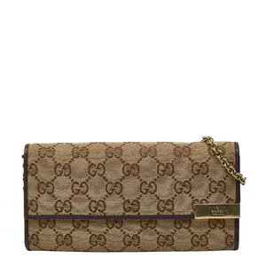 Pre-owned GUCCI Canvas Small Leather Goods GG Chain Wallet