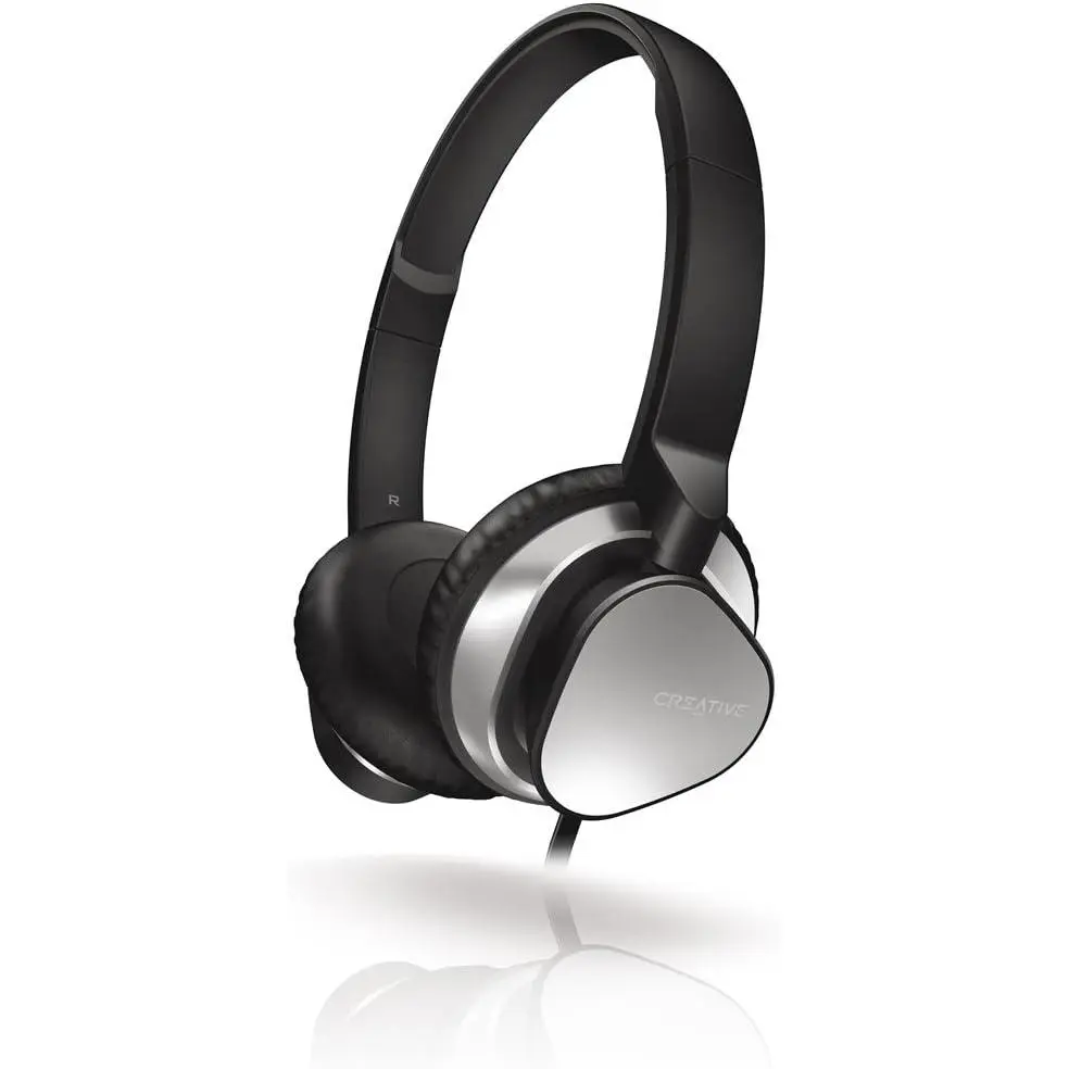 CREATIVE HITZ MA2300 On Ear Headphone with 30mm Drivers, Flat Folding Ear Cups, In-Line Remote and Mic - Black