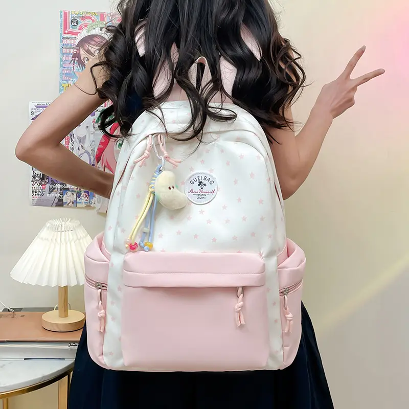 2026 New Fresh Style School Bag for Middle and High School, Color-Contrast College Style Backpack, Large Capacity Double Shoulder Bag