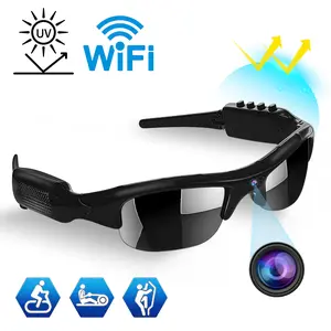 1080P WiFi Smart Camera Glasses, Sports Camera Glasses, HD Video Recording Sunglasses with UV Protection, Hands-Free Wearable Camera for Biking Hiking Driving, Lightweight & Comfortable