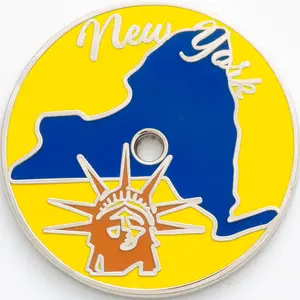 New York RIAN Travel Collectible for Keychains Magnets Backpacks Statue of Liberty Portrait & State Outline United States Charm