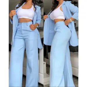 Autumn Fashion Women's Wear Suit Coat & Trousers Two-Piece Set Elegant Outfit Womenswear Comfort Basic Fluorescent Yellow Minimalist Short matching  sets spring  break  outfit denim 2  piece  sets  women two  piece  outfits raving  outfit Clothes Gamis