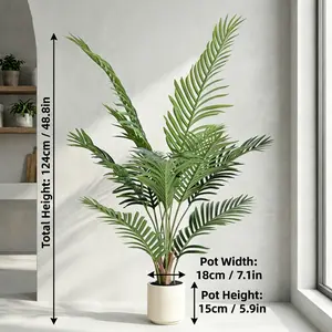 4FT Artificial Triple-Trunk Palm Tree UV-Resistant PE Needle Like Foliage Tropical Plant Decor for Indoor & Outdoor Use Homes, Hallways, Restaurants, Hotels Spring/Summer Decoration