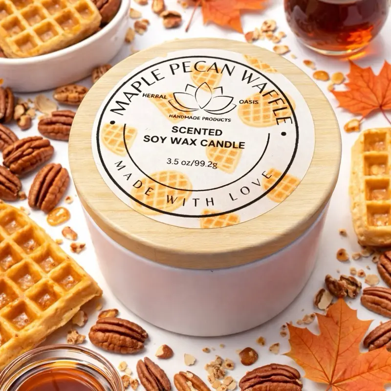 Maple Pecan Waffle Scented Soy Wax Candle 3.5 oz Hand Poured