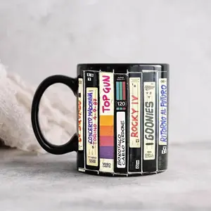 Retro VHS Mug | 80s Aesthetic Tape Stack | Nostalgia Movie Night Coffee Cup Gift