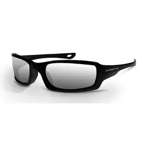 Crossfire M6A Safety Glasses Pearl Black Frame Silver Mirror Lens Full-Frame Design 99.9% UVA/B Protection ANSI Z87+