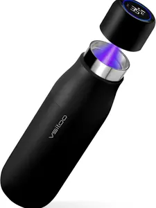 15oz Stainless Steel Insulated Tumbler Flask, AI Self-Cleaning Drinkware, 30-Day Battery, Magnetic Charging, BPA-Free Bottled Water Container for Travel, Gym, No App Needed