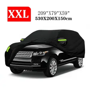 Full Car Cover Sun Dust Scratch Rain Snow UV 190T Waterproof Rainsun Dust Early Breathable Outdoor For SUV Cars Black/Silver 540*200*185CM/530*200*150CM
