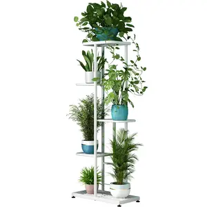 Plant Stand Metal 5 Tier 6 Potted Multi-Layer Flower Pot Holder for Indoor Outdoor Use Ideal for Patio Garden Balcony and Living Room Sturdy and Durable Iron Organizer Racks Pad Shelf